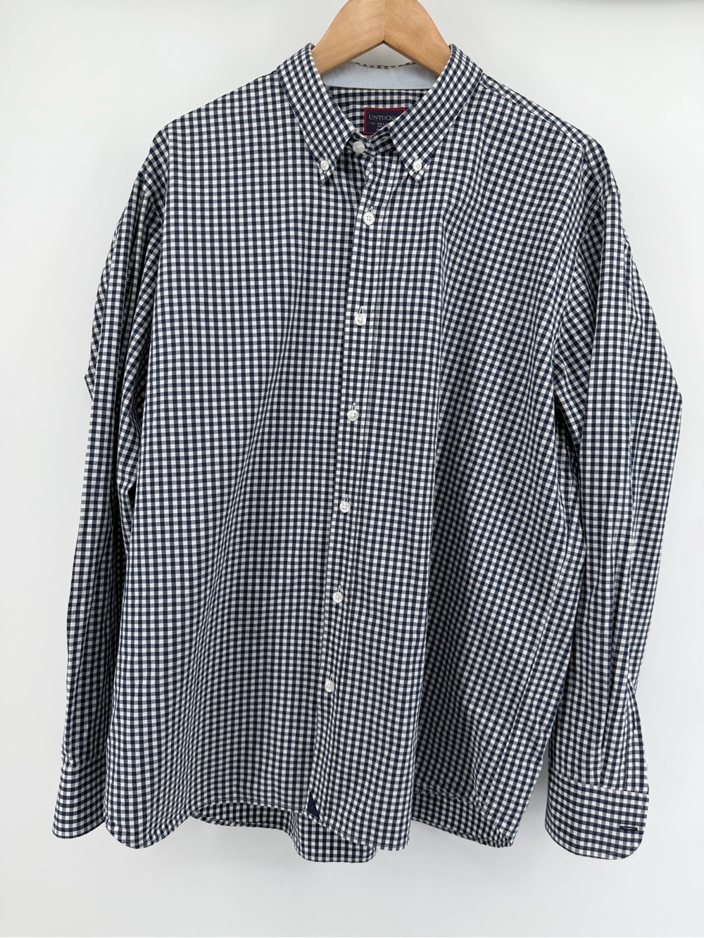 UNTUCKit Navy and White Gingham Button-Down Shirt